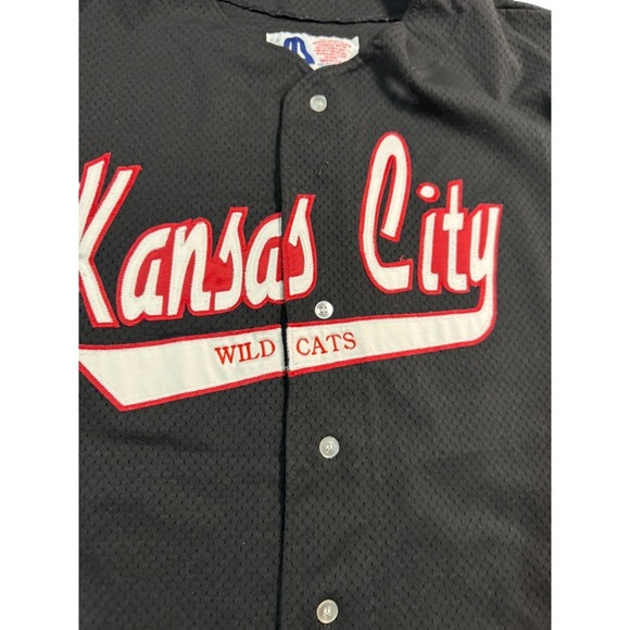 Kansas City Wildcats "Wild Cats" Baseball Jersey Mens XXL Black Mesh Button USA - Picture 6 of 6